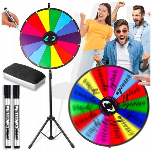 KOŁO FORTUNY ZE STOJAKIEM SUCHOŚCIERALNE 60cm GRA DLA DZIECI ZABAWA +STATYW na Arena.pl