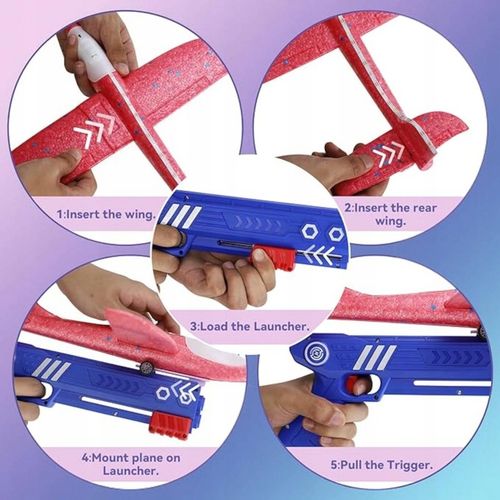 PISTOLET WYRZUTNIA SAMOLOTÓW ZE ŚWIATŁEM RZUTKA SAMOLOT STYROPIANOWY LED na Arena.pl