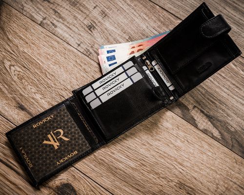 elegancki portfel męski z systemem antyskimmingowym rfid protect - rovicky na Arena.pl