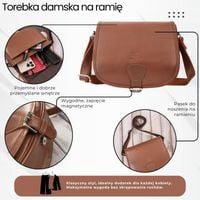 torebka damska skórzana listonoszka ze skóry licowej koniakowa