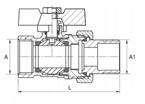 ZAWÓR KULOWY KUREK 1" DN25 MOSIĘŻNY ZE ŚRUBUNKIEM I DŁAWICĄ MOTYLEK na Arena.pl