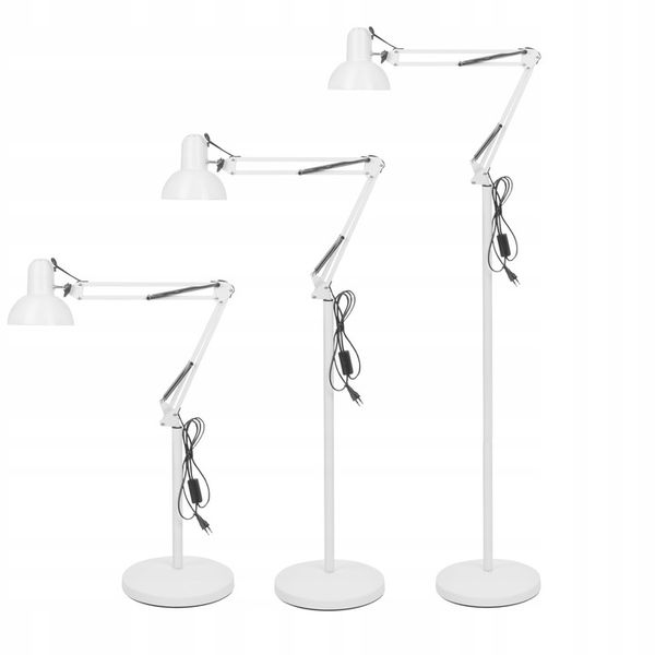Lampa Podłogowa Stojąca Biała LED E27 Kreślarska Regulowana do zdjęcie 3