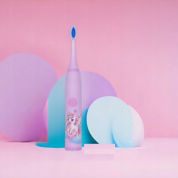 SZCZOTECZKA SONICZNA DO ZĘBÓW DLA DZIECI ELEKTRYCZNA FIOLET+KOŃCÓWKI+GRATIS zdjęcie 11