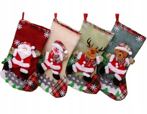 4X SKARPETA ŚWIĄTECZNA NA PREZENT Duża Ozdobna NA KOMINEK Okno Dekoracyjna na Arena.pl