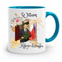 Kubek Błękitny Donald Tusk Po Platforma Prezent Z Nadrukiem Ze Zdjęciem