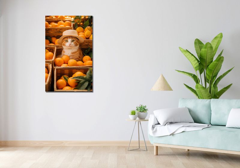 Obraz 60x100cm Kot w Pomarańczach zdjęcie 2