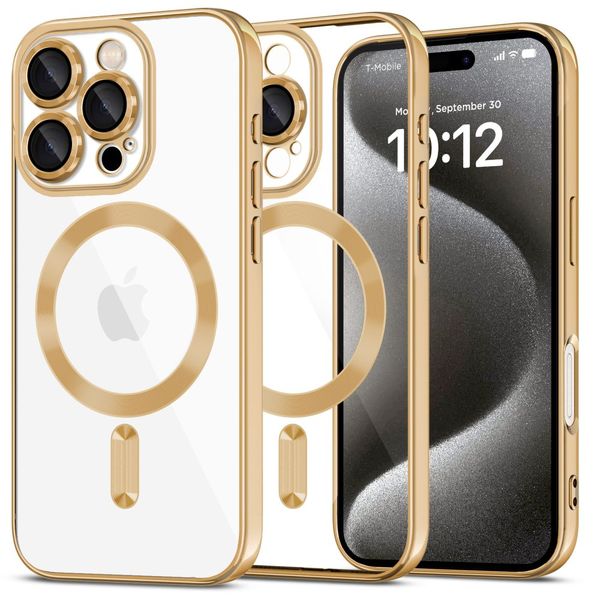 Etui Tech-Protect MagFlex MagSafe DO iPhone 16 Pro Transparentne Złote zdjęcie 1
