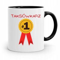 Kubek Czarny Prezent Dla Taksówkarza Na Medal #1 Z Nadrukiem Ze Zdjęciem