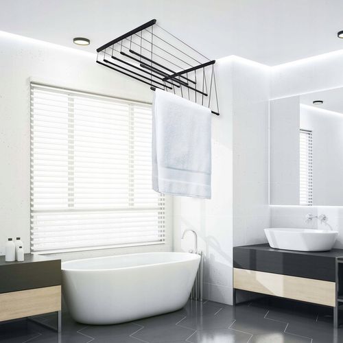 Suszarka Sufitowa na pranie CZARNA 7 prętów 180 cm modna ciekawa loftowa na Arena.pl