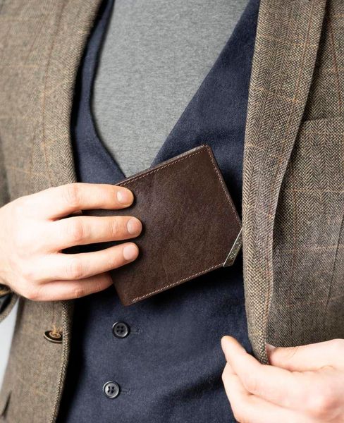 Portfel męski ze srebrnym akcentem Rovicky Brązowy zdjęcie 4