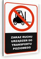 Tabliczka znak informacyjny 30x20 Biała ZAKAZ RUCHU URZĄDZEŃ Nierdzewna