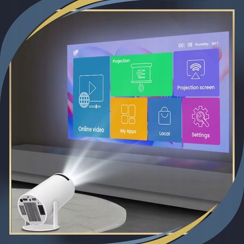 PROJEKTOR RZUTNIK 4K OBROTOWY Z GŁOŚNIKIEM PRZENOŚNY LED ANDROID WIFI na Arena.pl