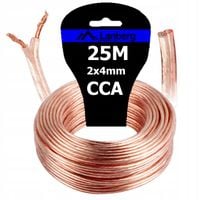 KABEL PRZEWÓD GŁOŚNIKOWY DWUŻYŁOWY CAR AUDIO HQ CCA 2x4MM 25M MOCNY