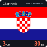Karta eSIM Internet Chorwacja 3 GB na 30 dni - bez rejestracji