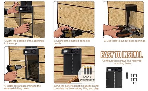 Automatyczne Drzwi Do Kurnika Z Timerem Blokada Przytrzaśnięcia Wodoodporne na Arena.pl