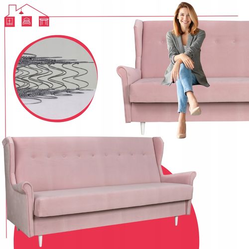 Zestaw Mebli Wypoczynkowych do salonu pudrowy róż ARI na Arena.pl