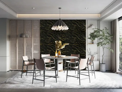 Panele Ścienne Kamień Naturalny beton CZARNY Złoty imit. 3D 0,5m2 GŁAZ C-Z na Arena.pl