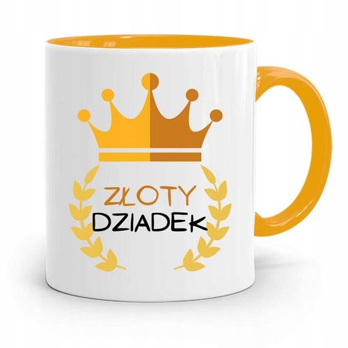 Kubek Żółty Prezent Na Dzień Dziadka Złoty Dziadek Z Nadrukiem Ze Zdjęciem na Arena.pl