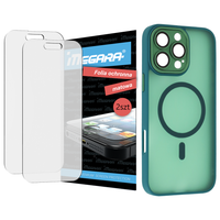 folia do iphone 16 pro max ochronna matowa + magsafe etui zielone tpu