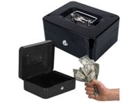 Kasetka na pieniądze monety sejf metalowa duża czarny