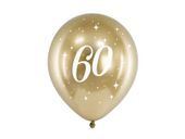 Zestaw balonów złotych "Glossy" na urodziny z cyfrą "60", 12 cali, 6 szt.