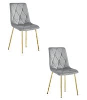 Krzesło welurowe LIBRA velvet szary jasny złote nogi do jadalni x2