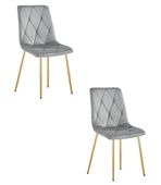 Krzesło welurowe LIBRA velvet szary jasny złote nogi do jadalni x2