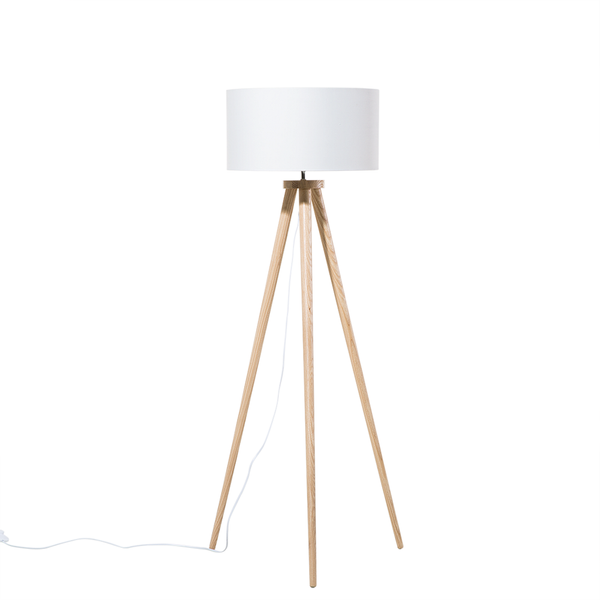 Lampa podłogowa drewniana biała NITRA zdjęcie 1