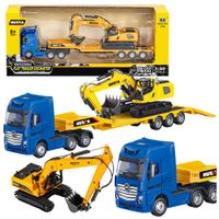 DUZA CIĘŻARÓWKA Z NACZEPĄ LAWETA  ŻÓŁTA AKCESORIA