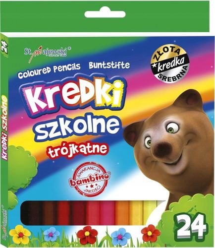 Kredki Trójkątne Szkolne Ołówkowe 24 kol. Złota Srebrna Bambino na Arena.pl