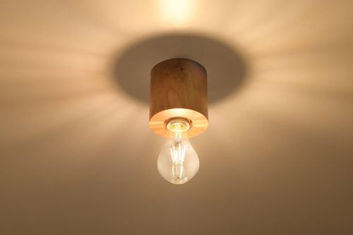 Drewniana LAMPA sufitowa SL.0672 okrągła OPRAWA spot natynkowy ekologiczny downlight na Arena.pl