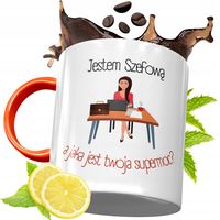 Kubek Pomarańczowy Dla Szefa Prezent Z Nadrukiem Ze Zdjęciem