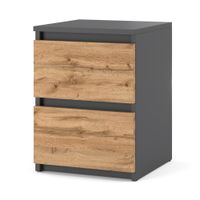 Szafka Nocna Do Sypialni 2 Szuflady Stolik Loft Nakastlik Szary Dąb Wotan