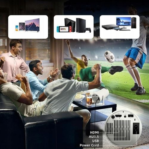 PRZENOŚNY MINI PROJEKTOR ANDROID WiFi RZUTNIK 360 FULL HD 4K Bluetooth na Arena.pl