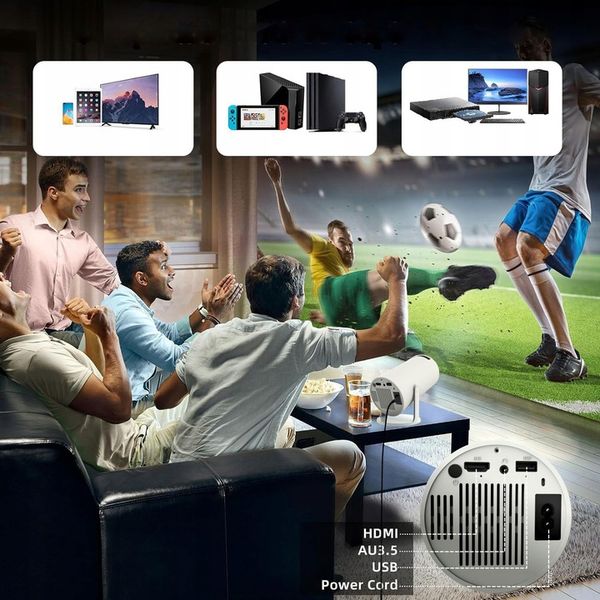 PRZENOŚNY MINI PROJEKTOR ANDROID WiFi RZUTNIK 360 FULL HD 4K Bluetooth zdjęcie 2