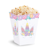 pudełka na popcorn jednorożec 3szt urodziny party