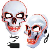 Maska led halloween ledowa upiór strach czaszka duch party pomarańczowy