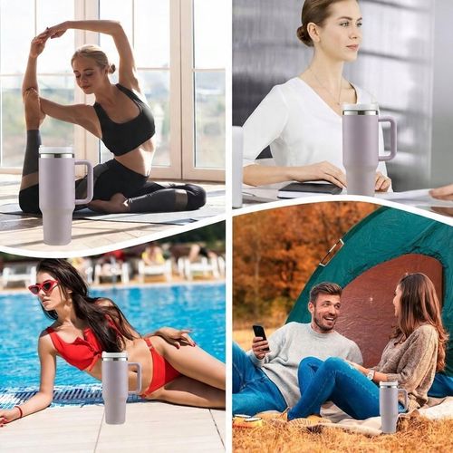 KUBEK TERMICZNY ZE SŁOMKĄ I USTNIKIEM TERMOS DO SAMOCHODU 1200ML fioletowy na Arena.pl