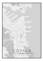 Gdynia mapa czarno biała - plakat 59,4x84,1 cm