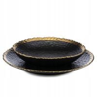Komplet zestaw serwis 8 talerzy Kati Black Gold zastawa obiadowa 4 os GLAM