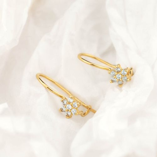 ZŁOTE DELIKATNE KOLCZYKI KWIATKI ZE ZŁOTA PRÓBY 585 NA BIGLU Z SZAFIREM RUBINEM RÓŻOWE BIAŁE - RÓŻNE KOLORY na Arena.pl