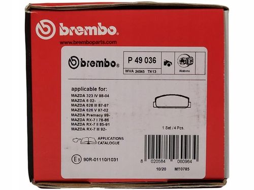 BREMBO KLOCKI HAMULCOWE TYŁ MAZDA PREMACY RX-7 na Arena.pl
