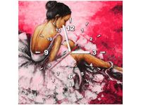 50X50CM ZEGAR ŚCIENNY OBRAZ BALETNICA RÓŻOWYM TLE DREWNO