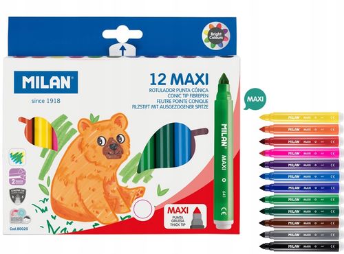 FLAMASTRY MAXI ZE STOŻKOWĄ KOŃCÓWKĄ 12 KOL. 0200 na Arena.pl