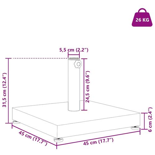 Podstawa do parasola na zewnątrz Czarny 45 x 45 x 31.5 cm na Arena.pl