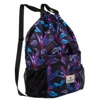 damski plecak-worek zawieszony na regulowanych szelkach i zamykany