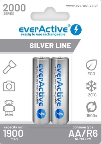 Akumulatorki baterie paluszki do ładowania AA R6 Ni-Mh 2szt 1,2V everActive na Arena.pl