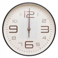 ZEGAR ŚCIENNY 24cm Cichy Płynna Praca DUŻE Cyfry CZARNY A5913