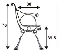noga do ławki z podpórką 'c', 5 desek - noga opa o
