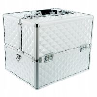 Kuferek kosmetyczny walizka na kosmetyki lampę 3D SREBRNY